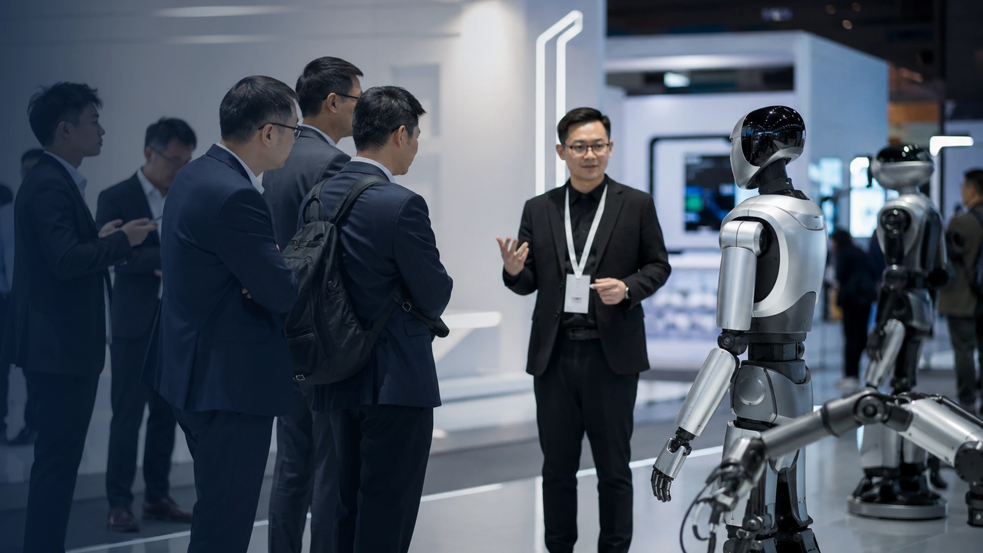 中国ロボット企業の視察・現地調査を行うビジネス担当者のイメージ