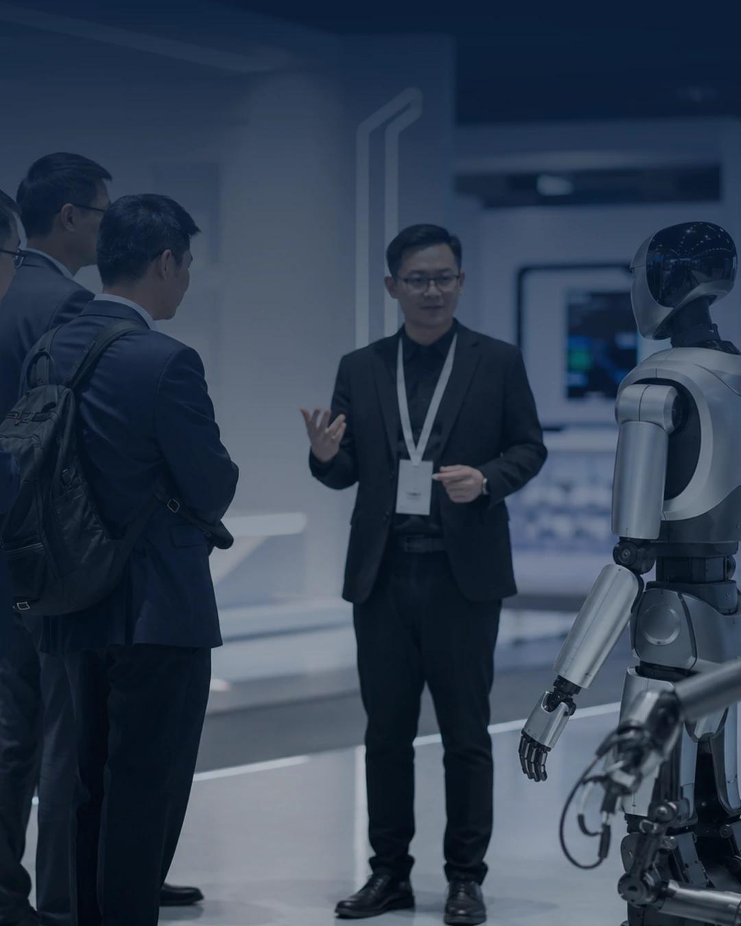 中国ロボット企業の視察・現地調査を行うビジネス担当者のイメージ
