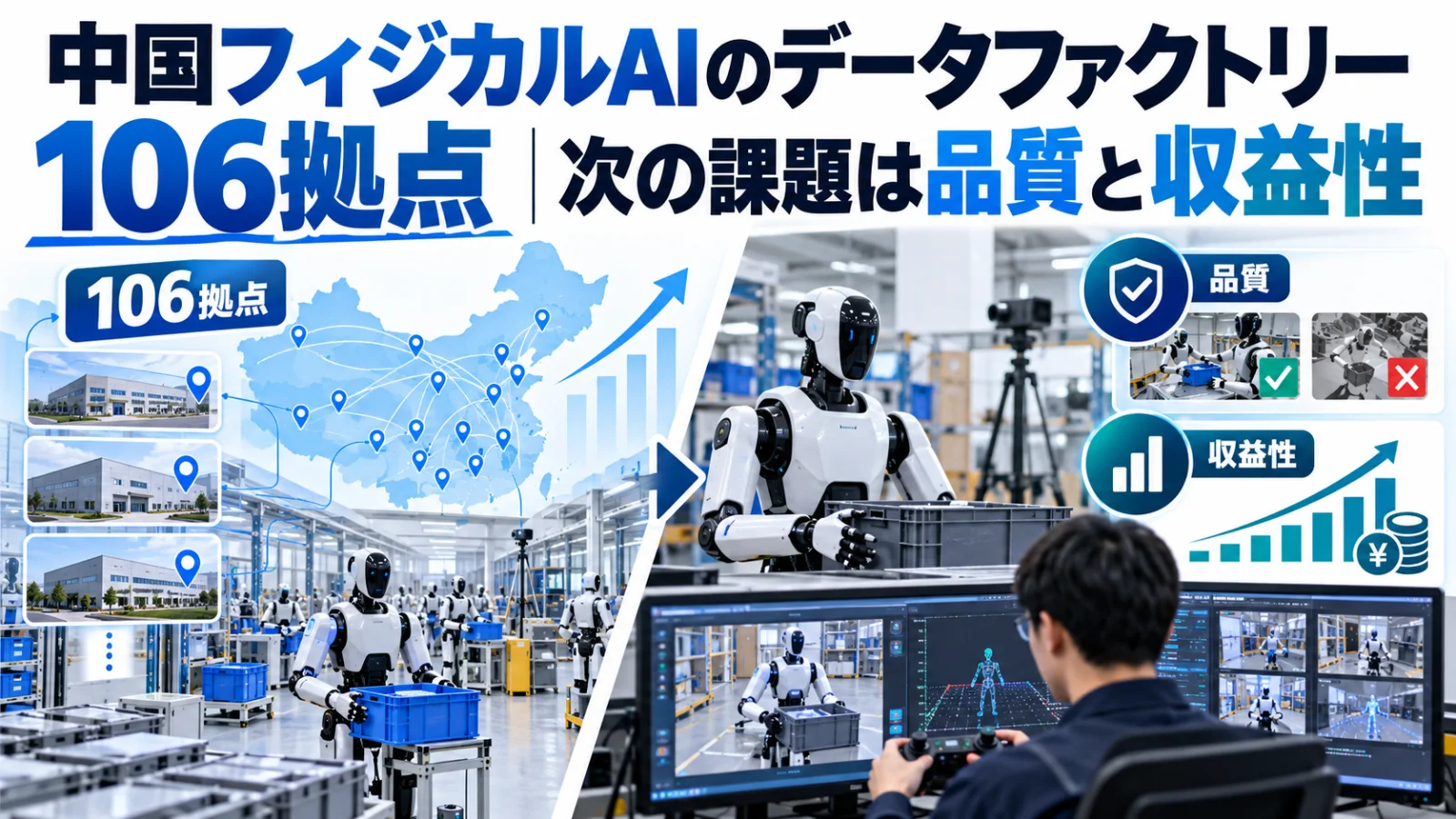 中国フィジカルAIのデータファクトリー106拠点|次の課題は品質と収益性