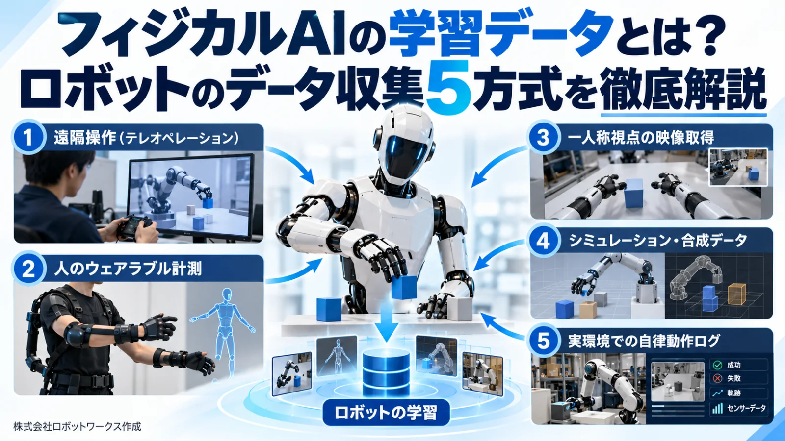 フィジカルAIの学習データとは?ロボットのデータ収集5方式を徹底解説