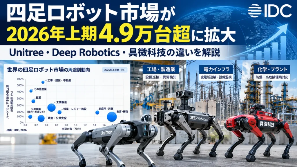 四足ロボット市場が2026年上期4.9万台超に拡大|Unitree・Deep Robotics・具微科技の違いを解説